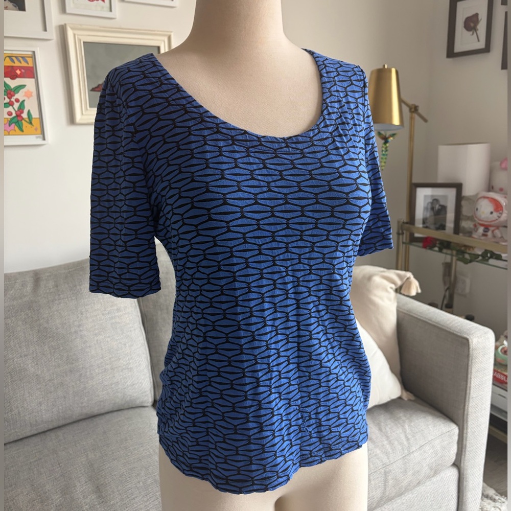 Banana Republic Blue Geometric Print Short Sleeve Top